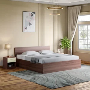 GODREJ INTERIO Bed, EWA Queen Size Engineered Wood Bed with Box Storage, 1-Year Warranty, Brown, Particle Board