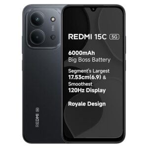 REDMI 15C 5G Midnight Black 4GB + 128GB | Royale Design | Massive 6000mAh Battery